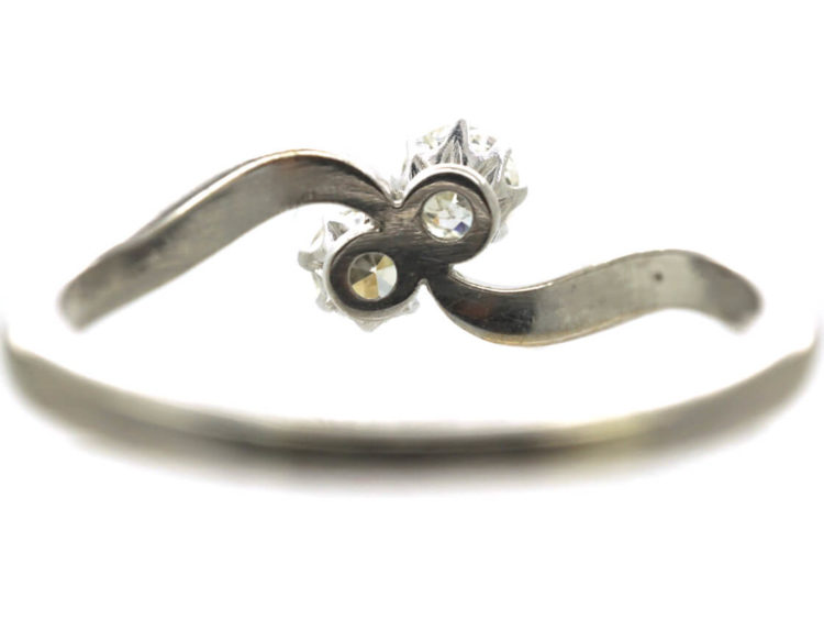 Edwardian 18ct White Gold & Platinum Two Diamond Twist Ring