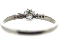 Art Deco Platinum Diamond Solitaire Ring with Diamond Set Shoulders