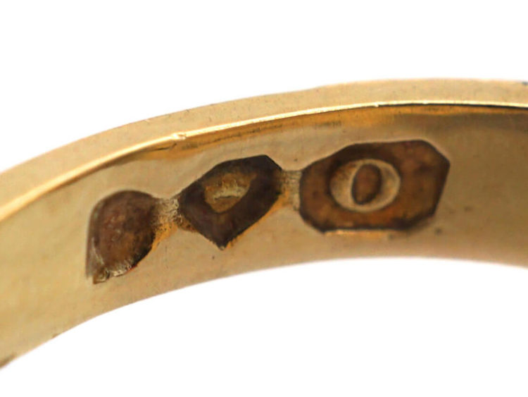 Georgian 18ct Gold, Diamond, Natural Split Pearl & Vauxhall Glass Ring