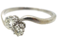 Edwardian 18ct White Gold & Platinum Two Diamond Twist Ring