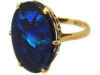 Art Deco 18ct Gold & Large Black Opal Ring