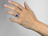 Edwardian 18ct Gold & Platinum Cabochon Sapphire & Diamond Cluster Ring