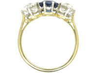 Art Deco 18ct Gold & Platinum, Diamond & Sapphire Three Stone Ring