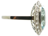 18ct White Gold, Aquamarine & Diamond Oval Cluster Ring