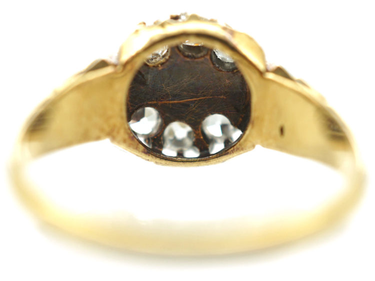 Victorian 18ct Gold Rose Diamond & Old Mine Cut Diamond Cluster Ring