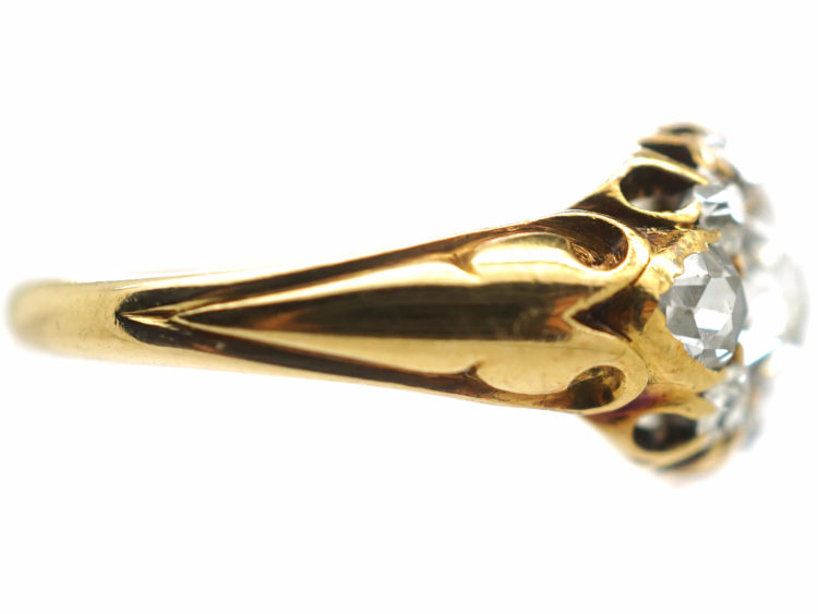 Victorian 18ct Gold Rose Diamond & Old Mine Cut Diamond Cluster Ring