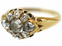 Victorian 18ct Gold Rose Diamond & Old Mine Cut Diamond Cluster Ring