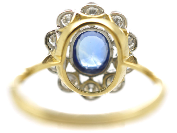 18ct Gold & Platinum, Sapphire & Diamond Cluster Ring