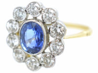 18ct Gold & Platinum, Sapphire & Diamond Cluster Ring