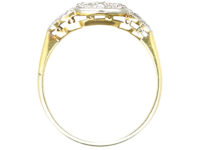 Edwardian 18ct Gold & Platinum Diamond Cluster Ring with Stepped Shoulders