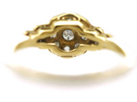 Edwardian 18ct Gold & Platinum Diamond Cluster Ring with Stepped Shoulders