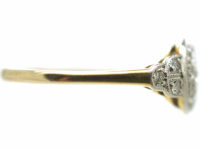 Edwardian 18ct Gold & Platinum Diamond Cluster Ring with Stepped Shoulders