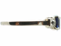 Art Deco Platinum Three Stone Sapphire & Diamond Ring