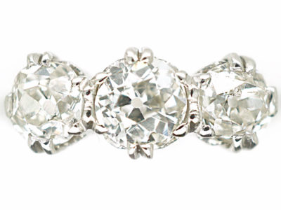 Art Deco Platinum Three Stone Diamond Ring