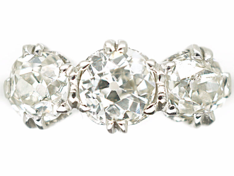 Art Deco Platinum Three Stone Diamond Ring