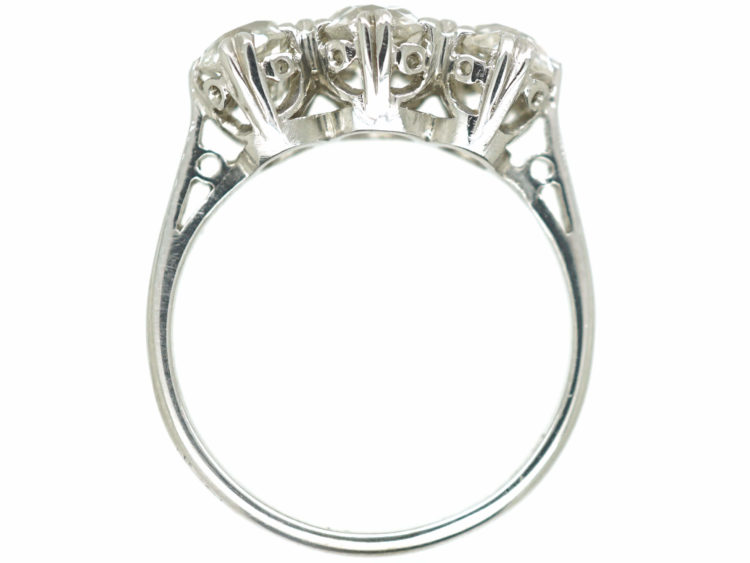 Art Deco Platinum Three Stone Diamond Ring