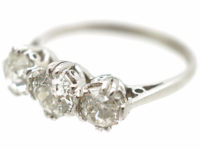 Art Deco Platinum Three Stone Diamond Ring