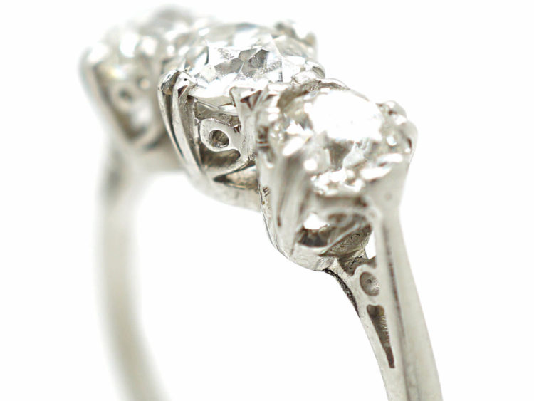 Art Deco Platinum Three Stone Diamond Ring