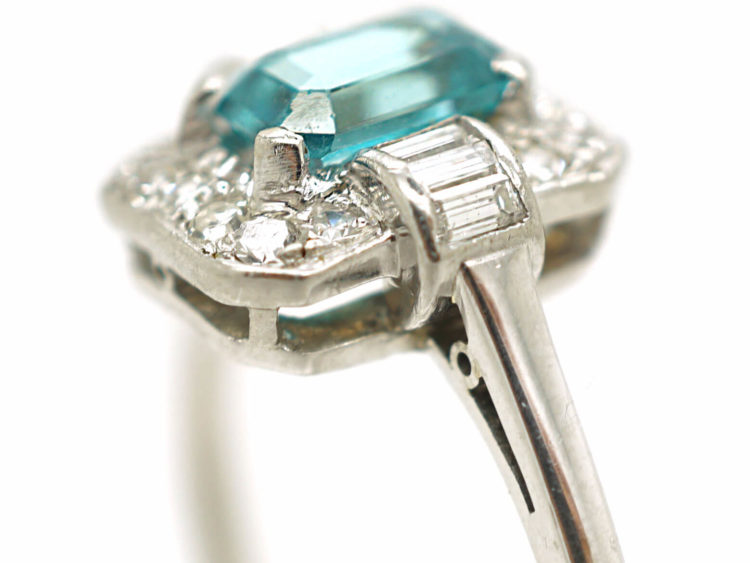 Platinum Art Deco Zircon & Diamond Ring by Birks of Canada