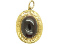 Victorian 15ct Gold Cabochon Garnet Locket Back Pendant