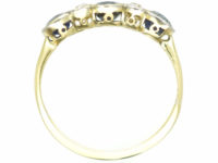 Art Deco 18ct Gold & Platinum, Three Stone Sapphire & Diamond Ring