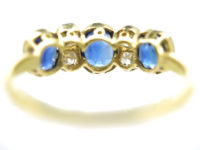 Art Deco 18ct Gold & Platinum, Three Stone Sapphire & Diamond Ring