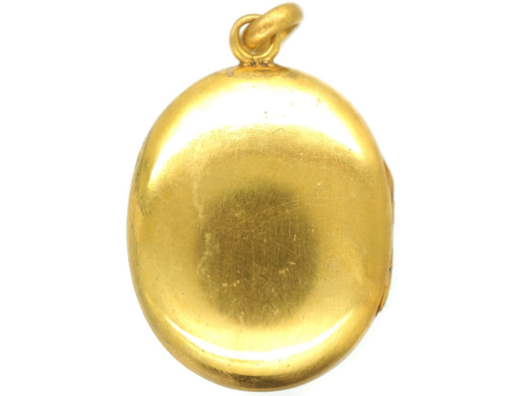 Victorian Oval Gilt Metal Locket set with Amethyst Paste