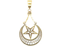 Victorian Large 18ct Gold Star & Crescent Pendant