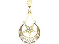Victorian Large 18ct Gold Star & Crescent Pendant