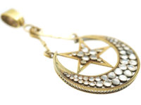 Victorian Large 18ct Gold Star & Crescent Pendant
