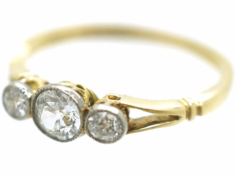Edwardian 18ct Gold & Platinum Three Stone Diamond Ring