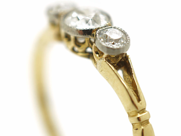 Edwardian 18ct Gold & Platinum Three Stone Diamond Ring