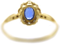 Edwardian Sapphire & Diamond Cluster Ring with Diamond Set Shoulders