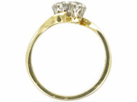 Edwardian 18ct Gold & Platinum, Two Stone Diamond Crossover Ring