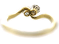 Edwardian 18ct Gold & Platinum, Two Stone Diamond Crossover Ring