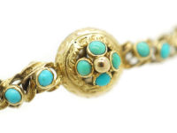 Regency 15ct Gold Bracelet with Forget me Not Heart Shaped Padlock set with Turquoise