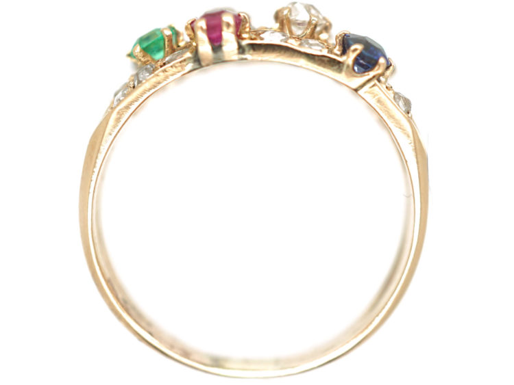14ct Gold Harem Ring set with Rubies, Sapphires, Emeralds & Diamonds