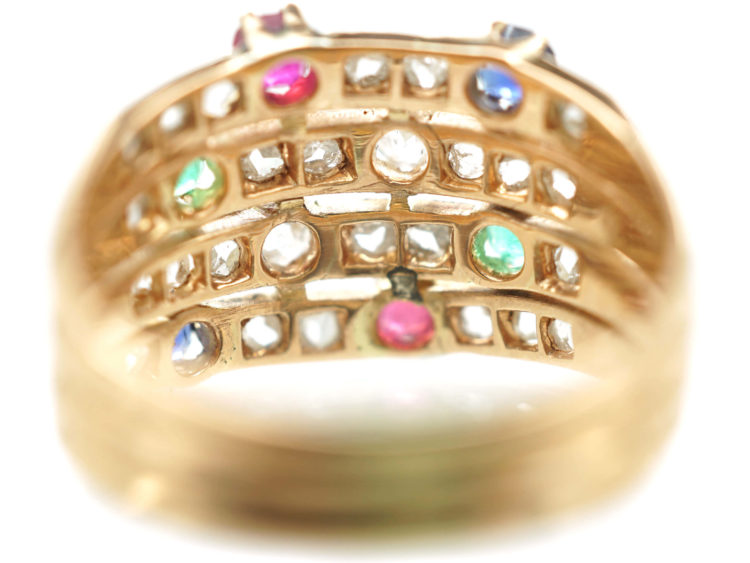 14ct Gold Harem Ring set with Rubies, Sapphires, Emeralds & Diamonds