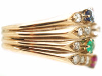 14ct Gold Harem Ring set with Rubies, Sapphires, Emeralds & Diamonds