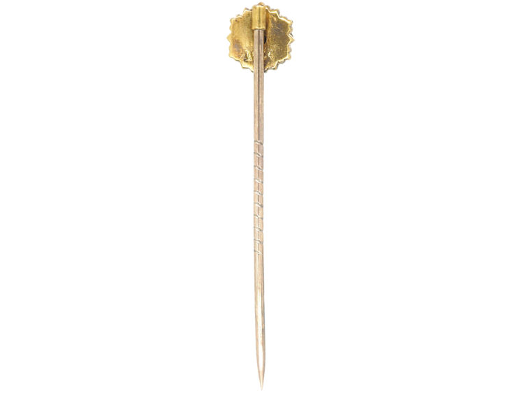Victorian 15ct Gold Tie Pin with Heart Motif set with a Diamond