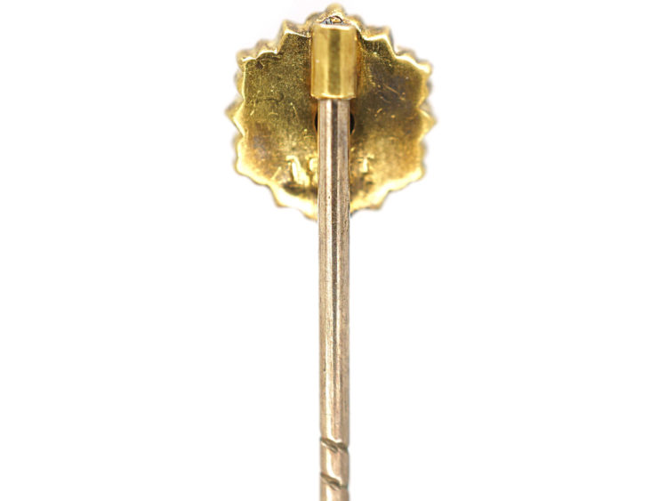 Victorian 15ct Gold Tie Pin with Heart Motif set with a Diamond