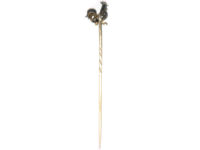 Edwardian Diamond & Enamel Cockerel Tie Pin with Ruby eye