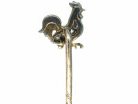 Edwardian Diamond & Enamel Cockerel Tie Pin with Ruby eye