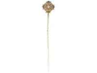 Edwardian 9ct Gold Diamond Shaped Tie Pin set with a Diamond