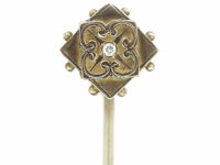 Edwardian 9ct Gold Diamond Shaped Tie Pin set with a Diamond