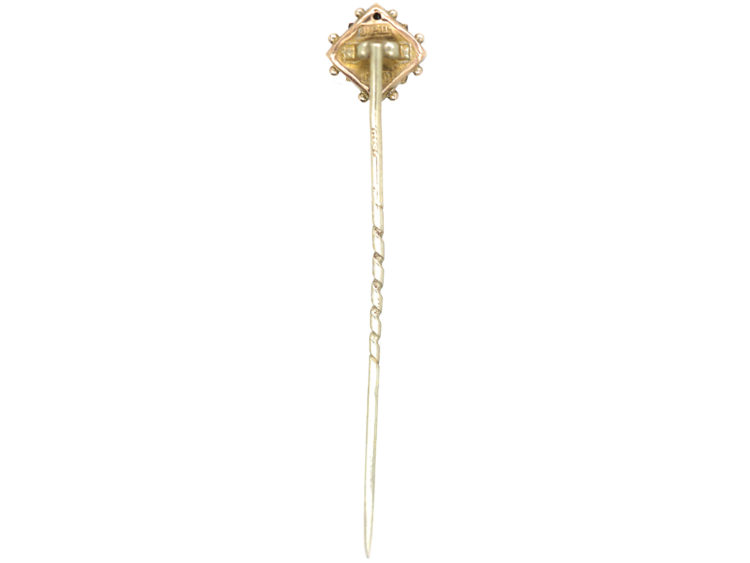 Edwardian 9ct Gold Diamond Shaped Tie Pin set with a Diamond