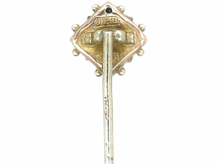 Edwardian 9ct Gold Diamond Shaped Tie Pin set with a Diamond