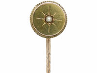 Victorian 15ct Gold Round Tie Pin set with a Natural Split Pearl