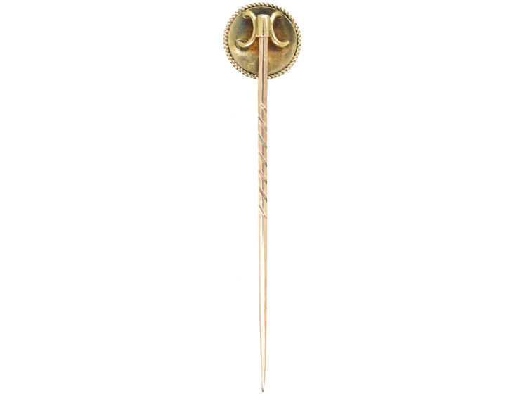 Victorian 15ct Gold Round Tie Pin set with a Natural Split Pearl