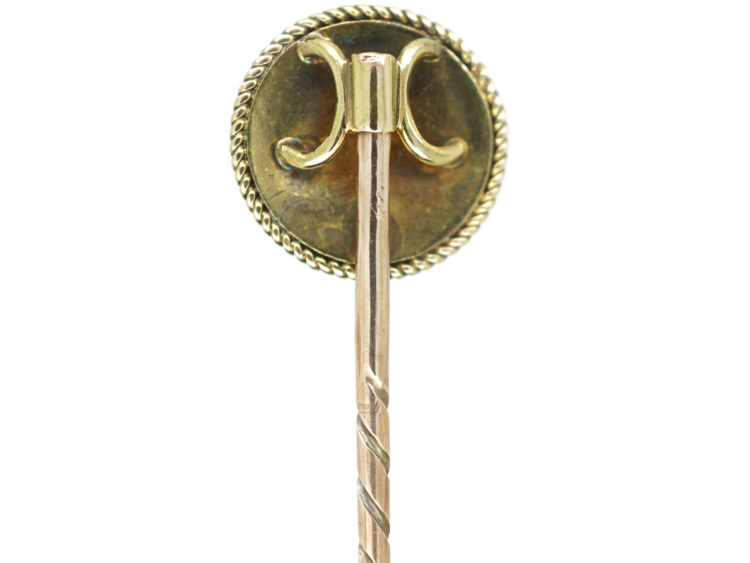 Victorian 15ct Gold Round Tie Pin set with a Natural Split Pearl